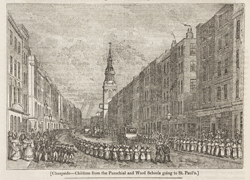 "Cheapside: Children from the Parochial and Ward Schools going to St. Paul's"