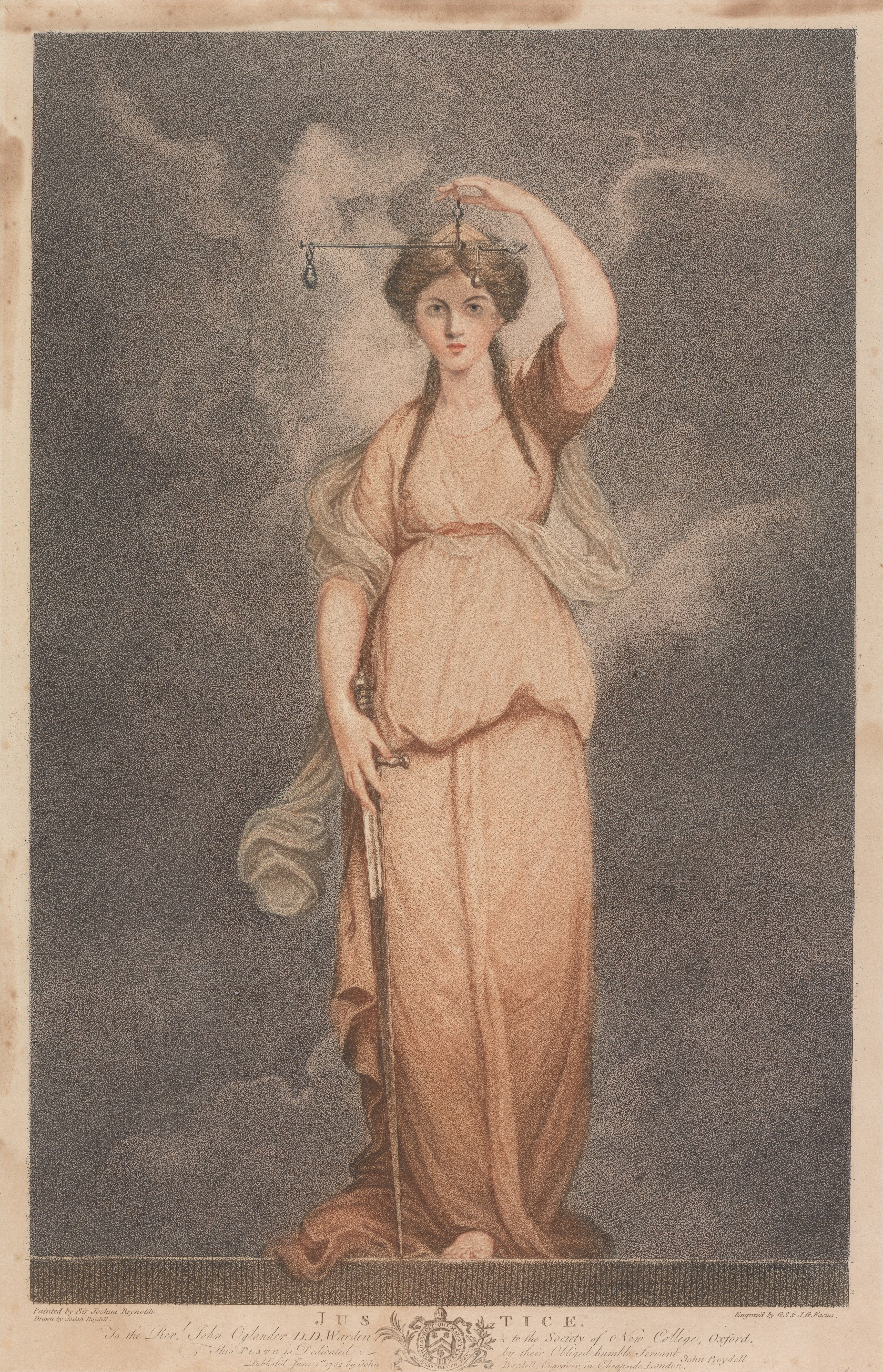 Engraving of Joshua Reynolds's design of Justice